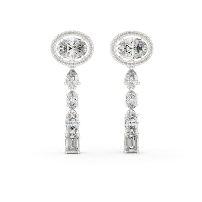 18k Yellow Gold Emerald/Marquise/Pear/Oval Cut Diamond Anniversary Earrings for Women | Pure Carat