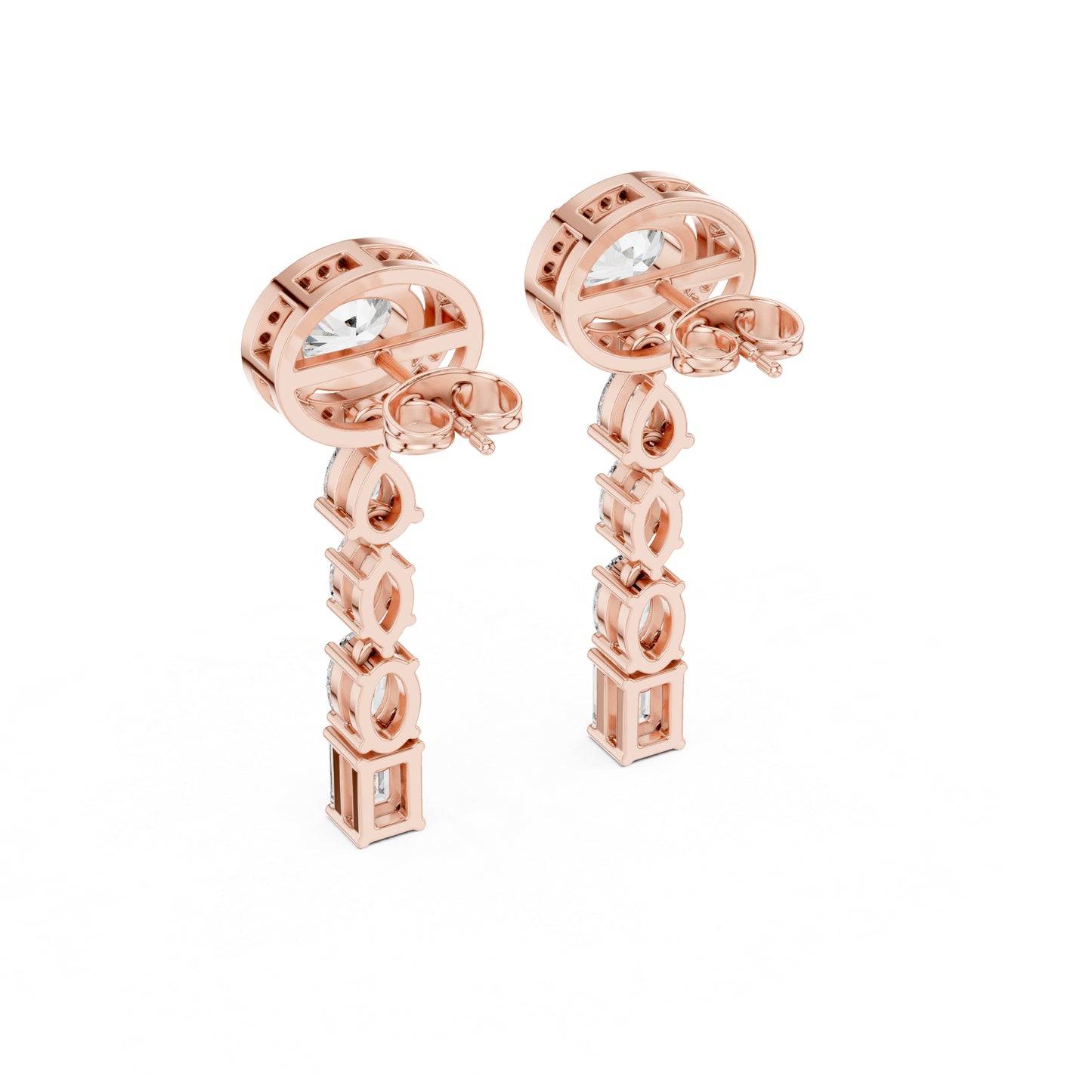 18k Yellow Gold Emerald/Marquise/Pear/Oval Cut Diamond Anniversary Earrings for Women | Pure Carat