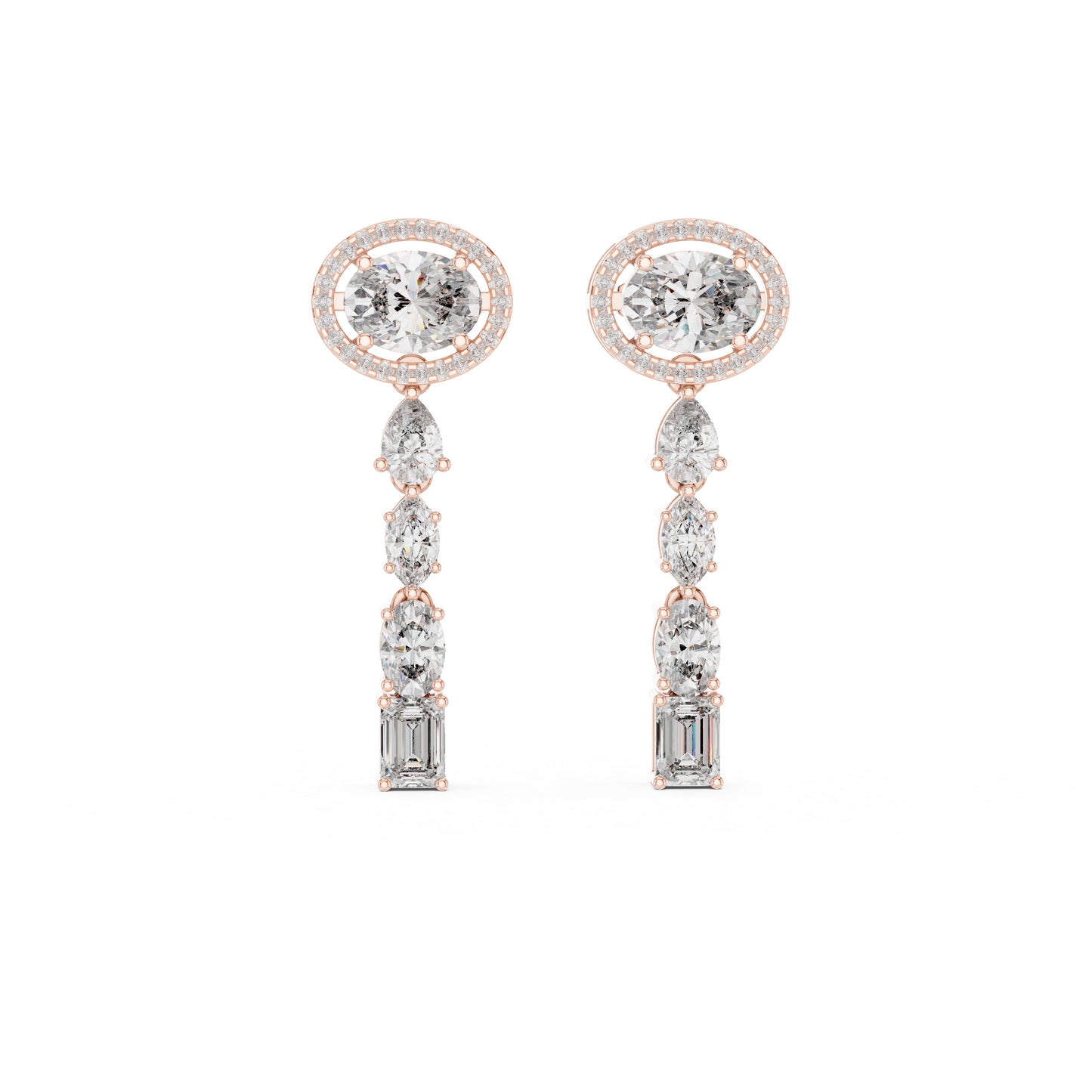 18k Yellow Gold Emerald/Marquise/Pear/Oval Cut Diamond Anniversary Earrings for Women | Pure Carat