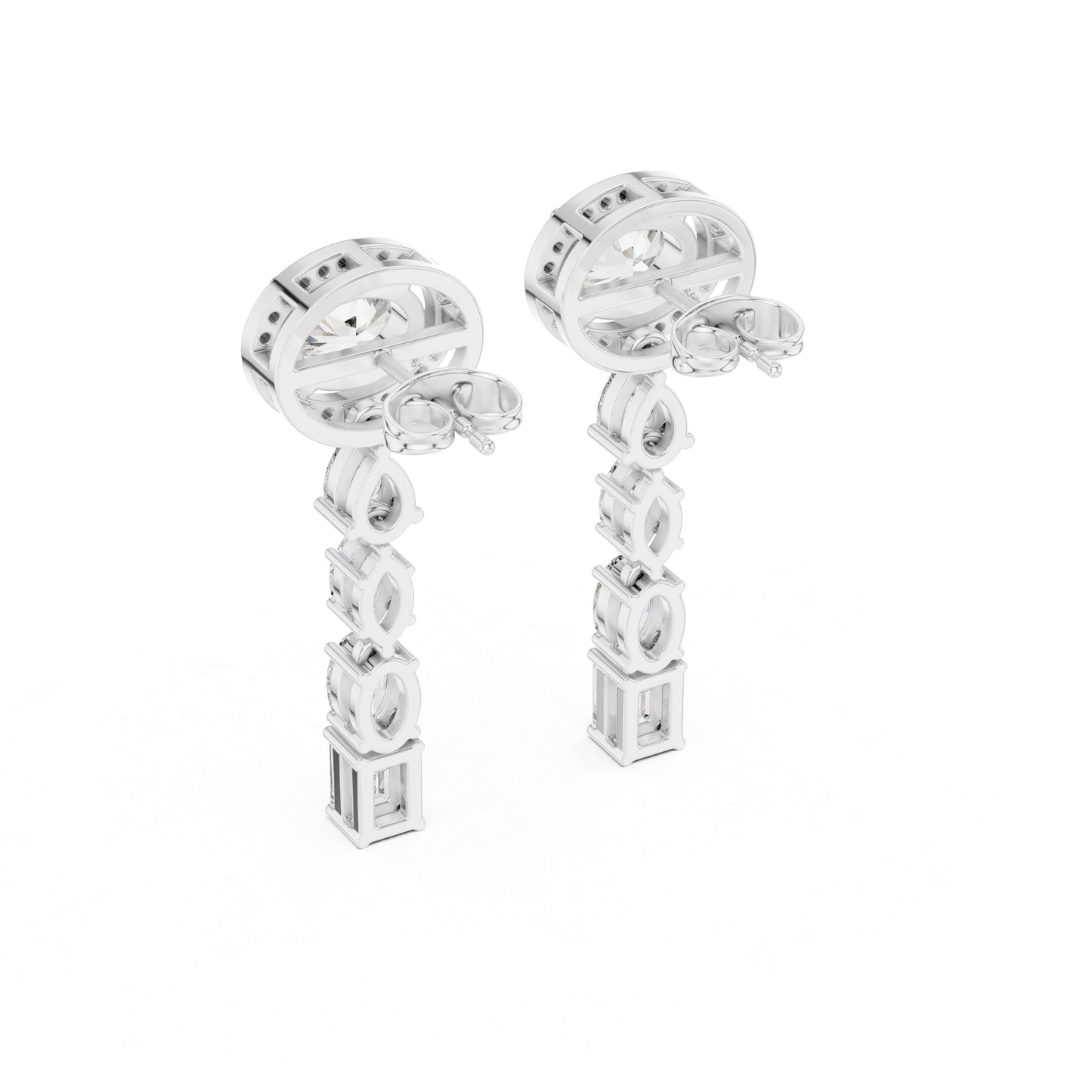 18k Yellow Gold Emerald/Marquise/Pear/Oval Cut Diamond Anniversary Earrings for Women | Pure Carat