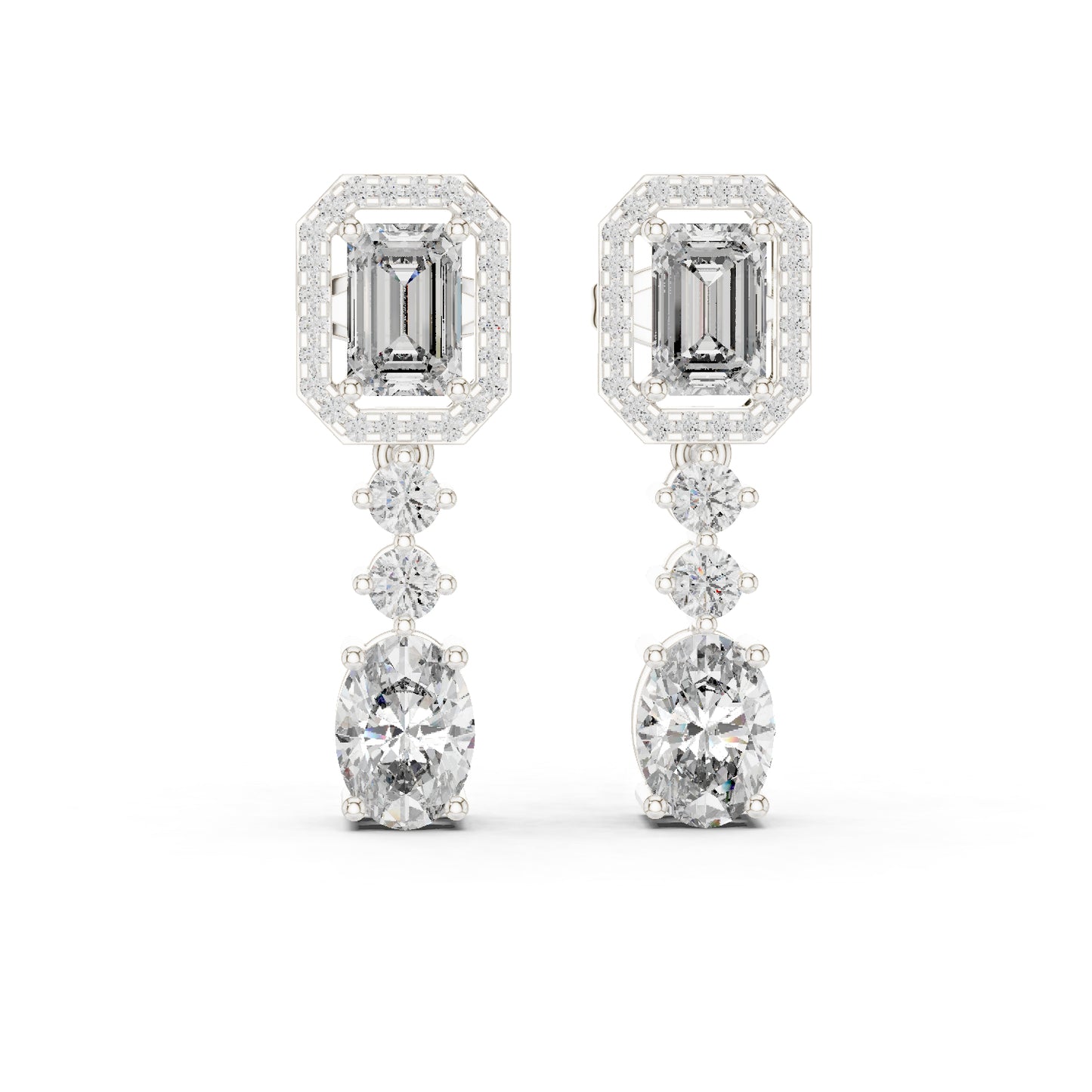 14k Rose Gold Oval/Emerald/Round Cut Diamond Party Wear Earrings for Women | Pure Carat