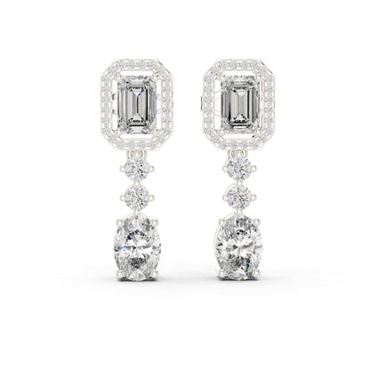 14k Rose Gold Oval/Emerald/Round Cut Diamond Party Wear Earrings for Women | Pure Carat