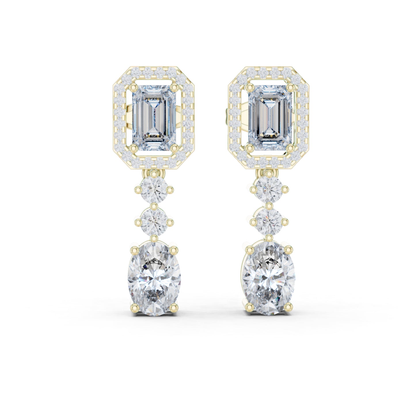 14k Rose Gold Oval/Emerald/Round Cut Diamond Party Wear Earrings for Women | Pure Carat