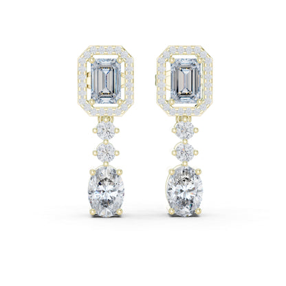 14k Rose Gold Oval/Emerald/Round Cut Diamond Party Wear Earrings for Women | Pure Carat