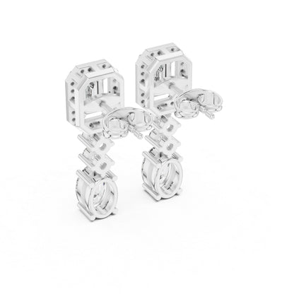 14k Rose Gold Oval/Emerald/Round Cut Diamond Party Wear Earrings for Women | Pure Carat