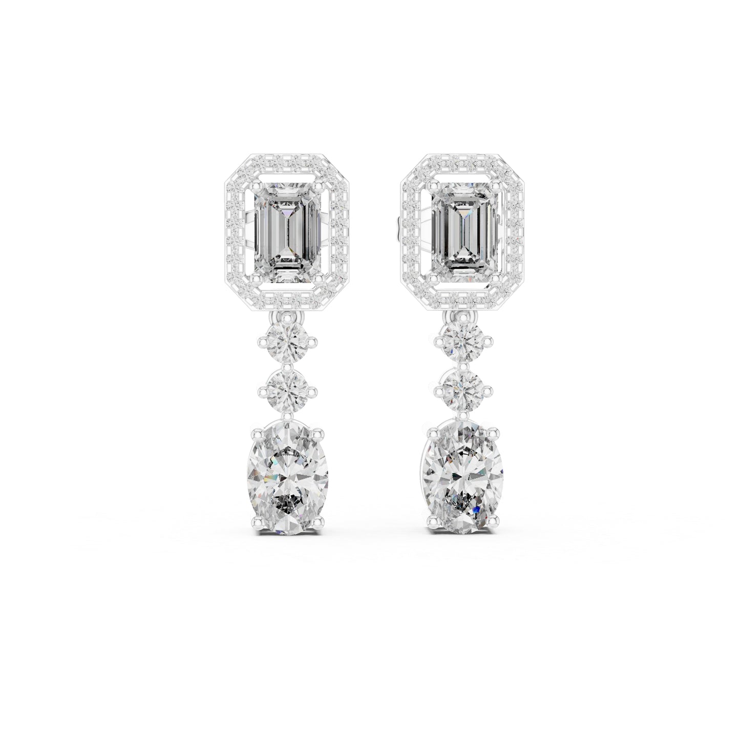 14k Rose Gold Oval/Emerald/Round Cut Diamond Party Wear Earrings for Women | Pure Carat