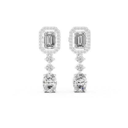 14k Rose Gold Oval/Emerald/Round Cut Diamond Party Wear Earrings for Women | Pure Carat