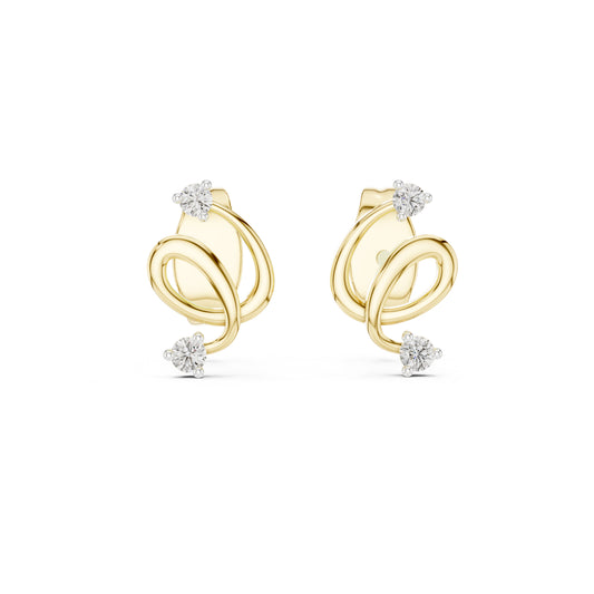 14K Yellow Gold Round Lab-Grown Diamond Earrings for Women | Office Wear | Pure Carat