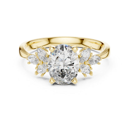Oval & Marquise Lab-Grown Diamond Solitaire Ring in 14K Yellow Gold | PureCarat