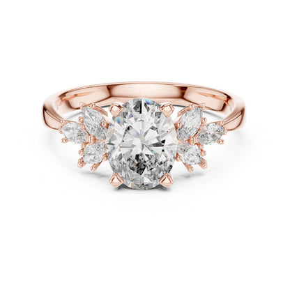 Oval & Marquise Lab-Grown Diamond Solitaire Ring in 14K Yellow Gold | PureCarat