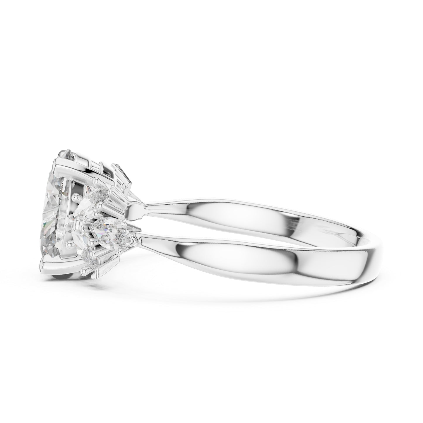 Oval & Marquise Lab-Grown Diamond Solitaire Ring in 14K Yellow Gold | PureCarat