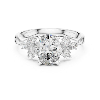 Oval & Marquise Lab-Grown Diamond Solitaire Ring in 14K Yellow Gold | PureCarat