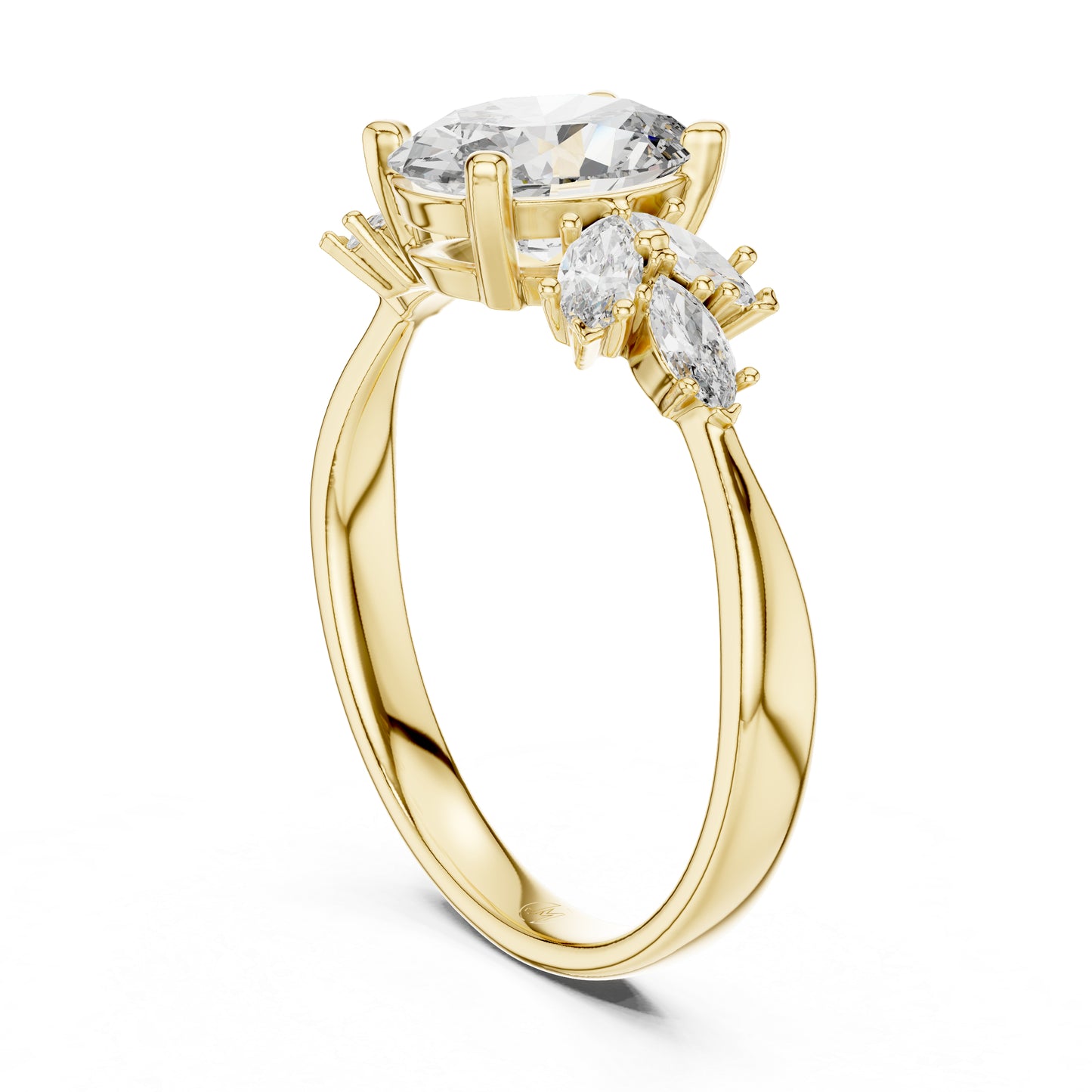 Oval & Marquise Lab-Grown Diamond Solitaire Ring in 14K Yellow Gold | PureCarat