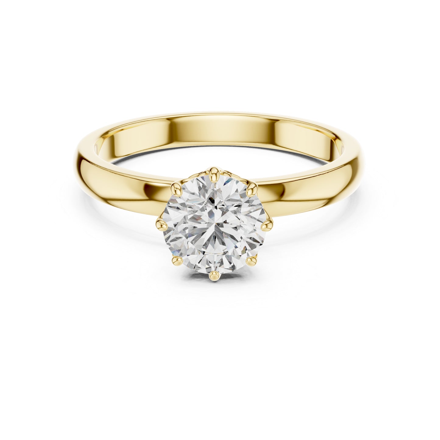 PureCarat 18K Yellow Gold Round Lab-Grown Diamond Engagement Ring