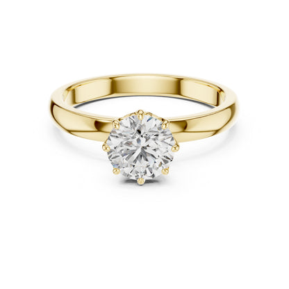 PureCarat 18K Yellow Gold Round Lab-Grown Diamond Engagement Ring