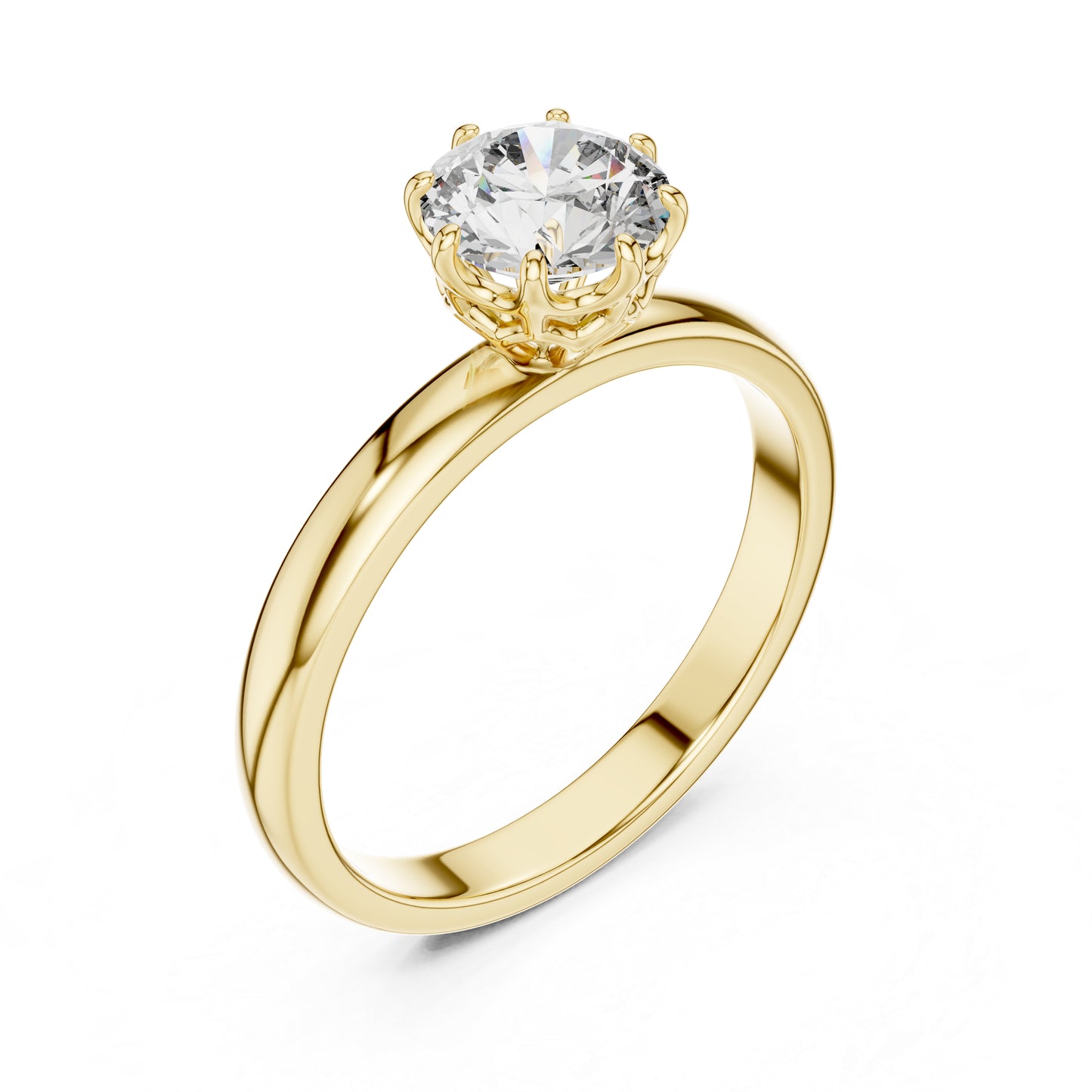 PureCarat 18K Yellow Gold Round Lab-Grown Diamond Engagement Ring