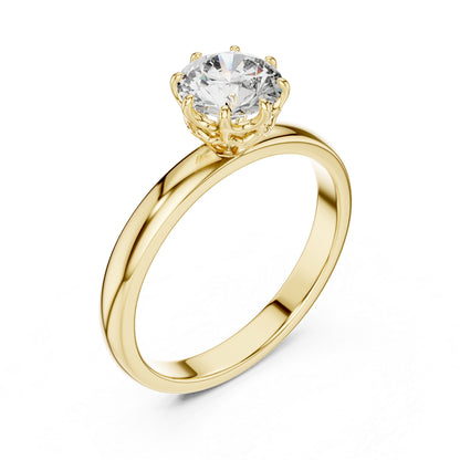 PureCarat 18K Yellow Gold Round Lab-Grown Diamond Engagement Ring