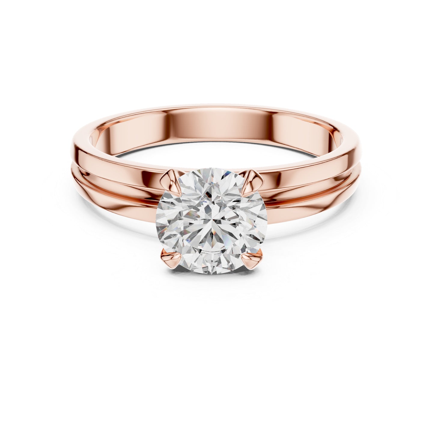 18K Rose Gold Round Lab-Grown Diamond Ring for Women | PureCarat