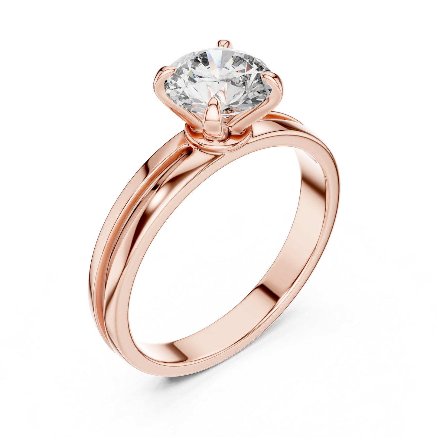 18K Rose Gold Round Lab-Grown Diamond Ring for Women | PureCarat