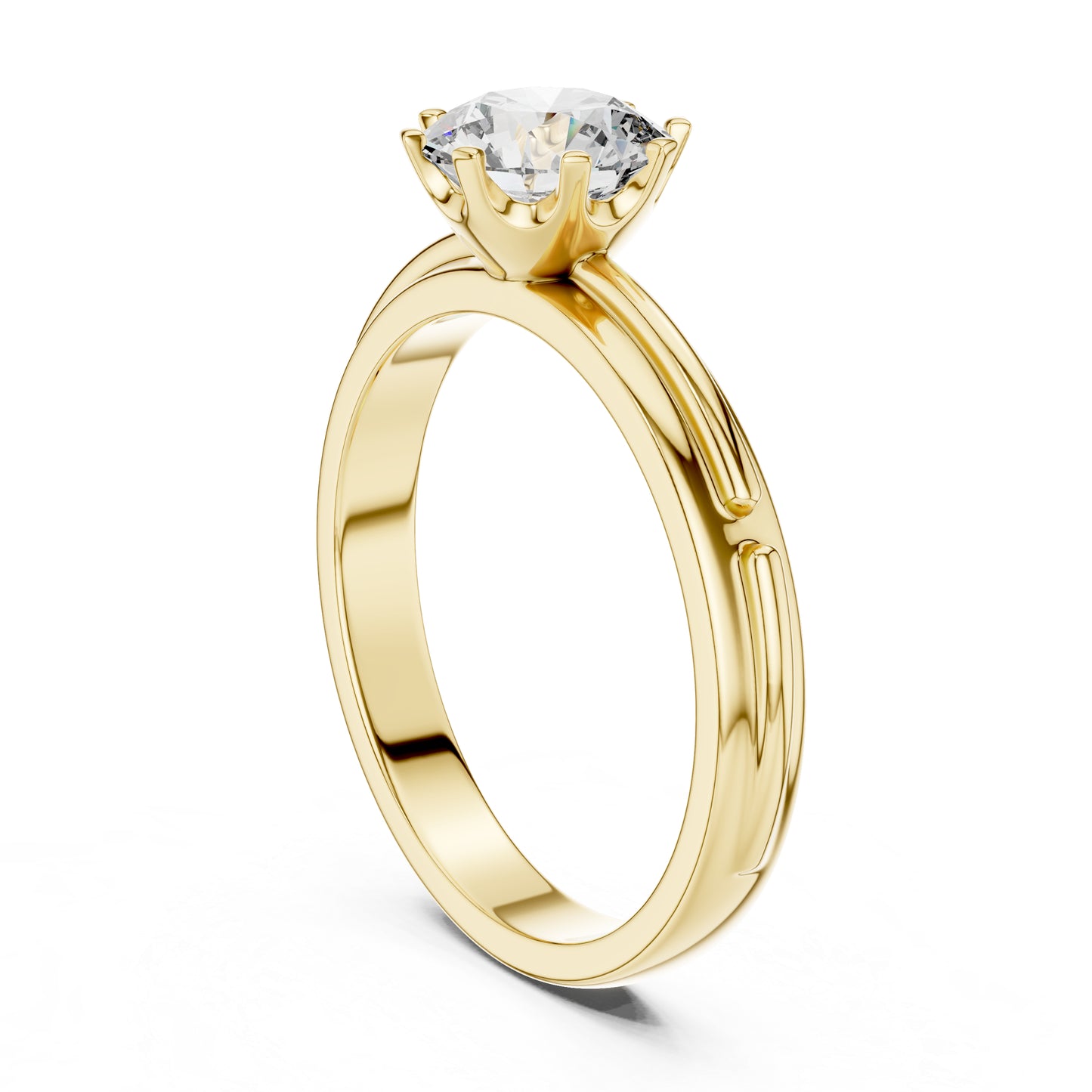 PureCarat 18K Yellow Gold Round Lab-Grown Diamond Engagement Ring