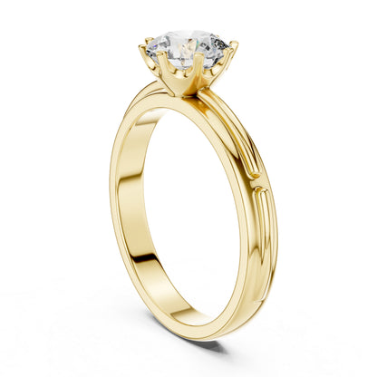 PureCarat 18K Yellow Gold Round Lab-Grown Diamond Engagement Ring