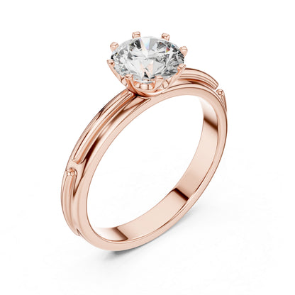 PureCarat 18K Yellow Gold Round Lab-Grown Diamond Engagement Ring