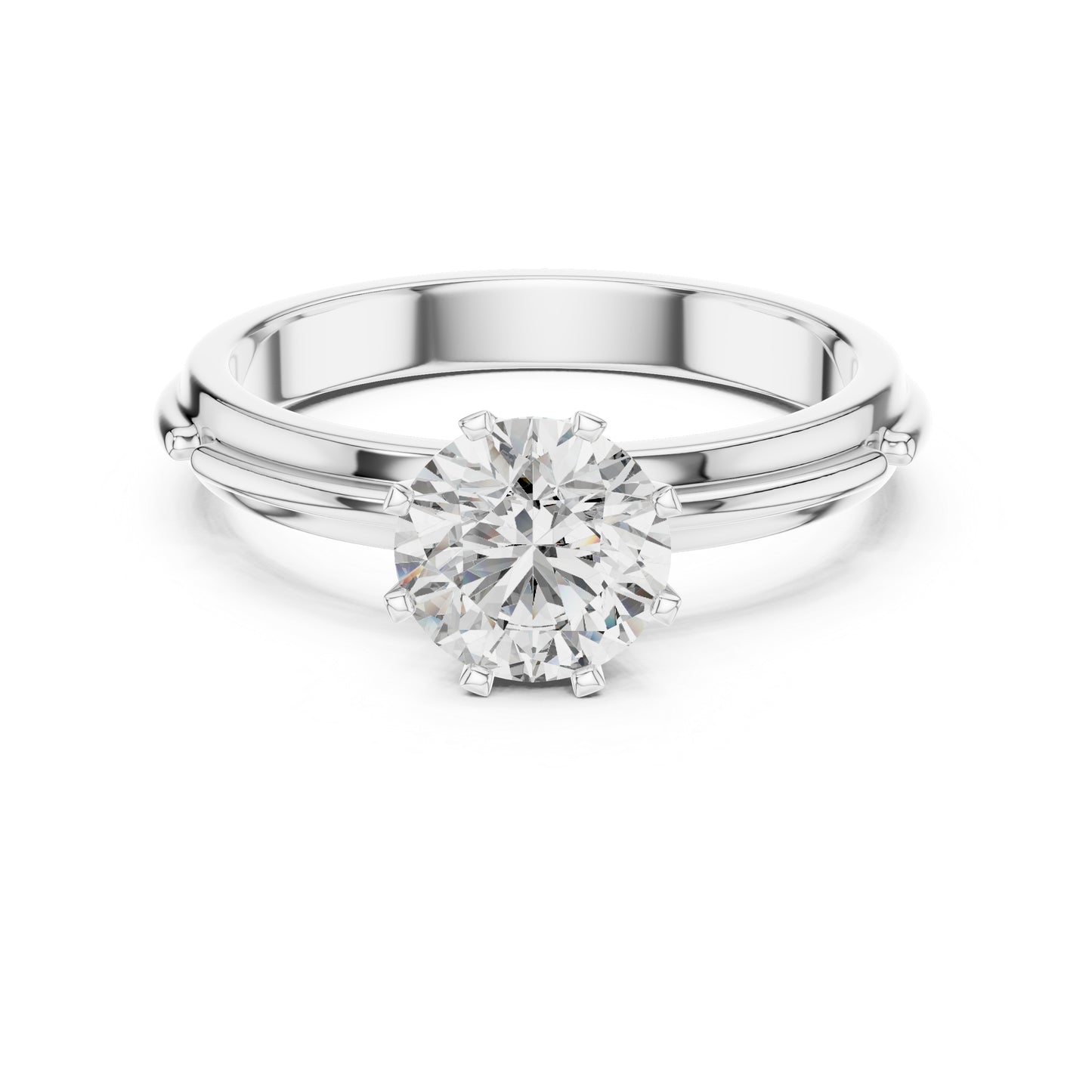 PureCarat 18K Yellow Gold Round Lab-Grown Diamond Engagement Ring