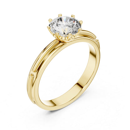 PureCarat 18K Yellow Gold Round Lab-Grown Diamond Engagement Ring