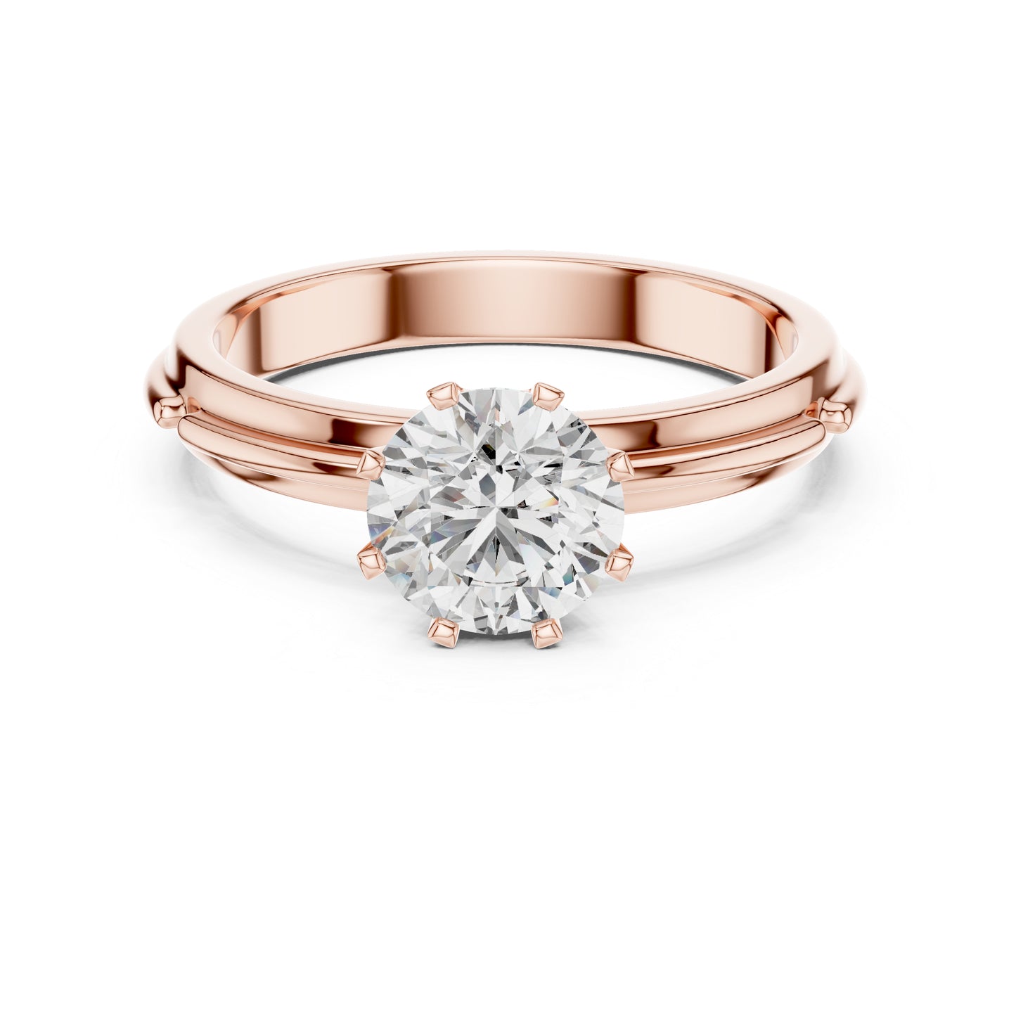 PureCarat 18K Yellow Gold Round Lab-Grown Diamond Engagement Ring
