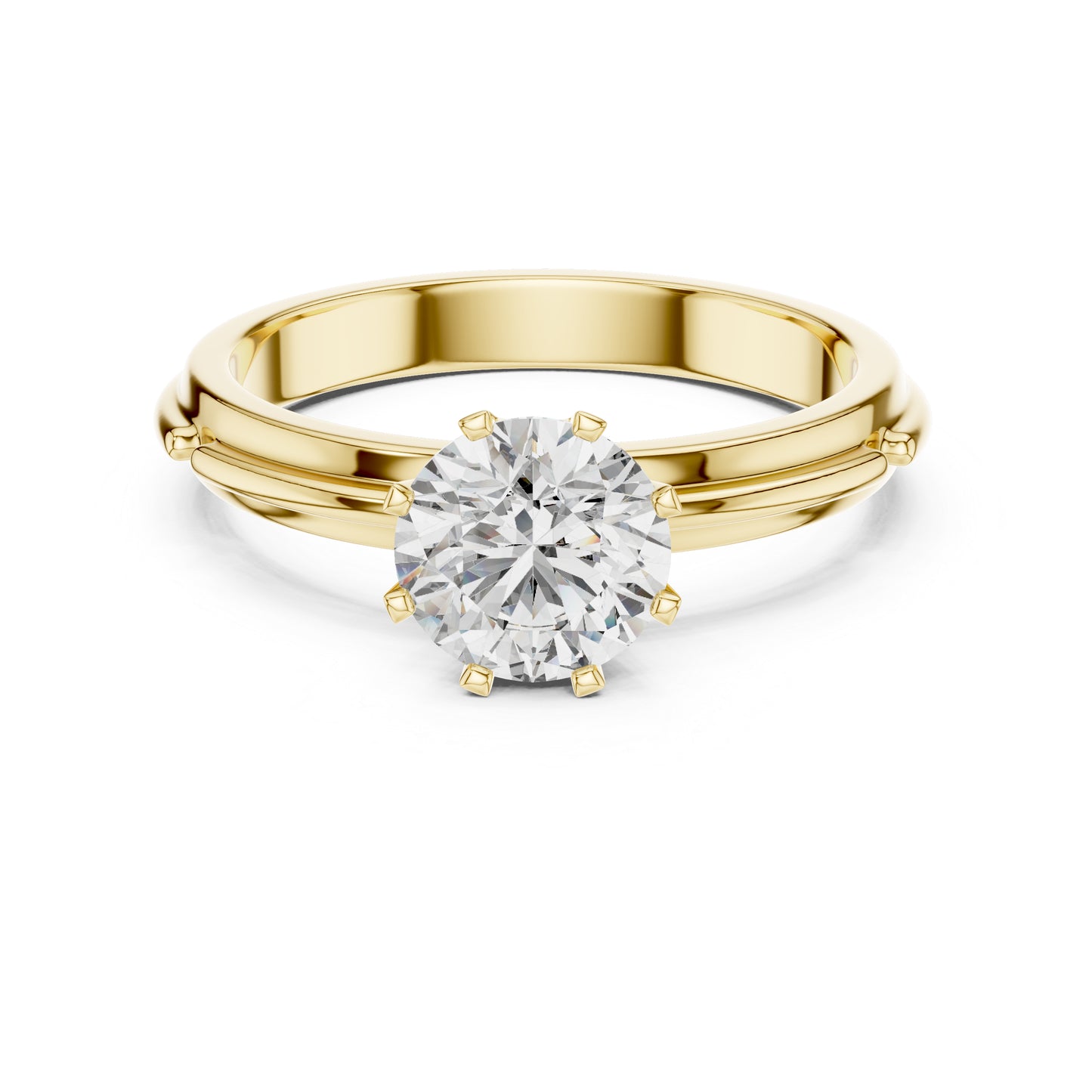 PureCarat 18K Yellow Gold Round Lab-Grown Diamond Engagement Ring