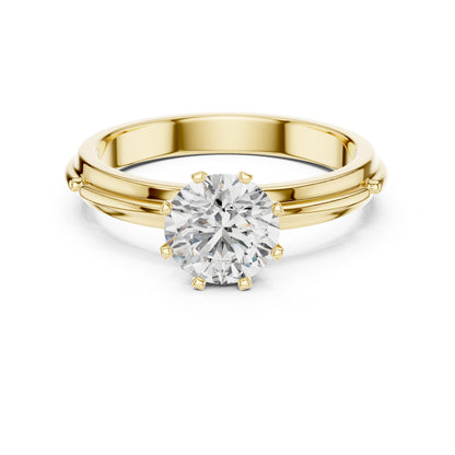 PureCarat 18K Yellow Gold Round Lab-Grown Diamond Engagement Ring