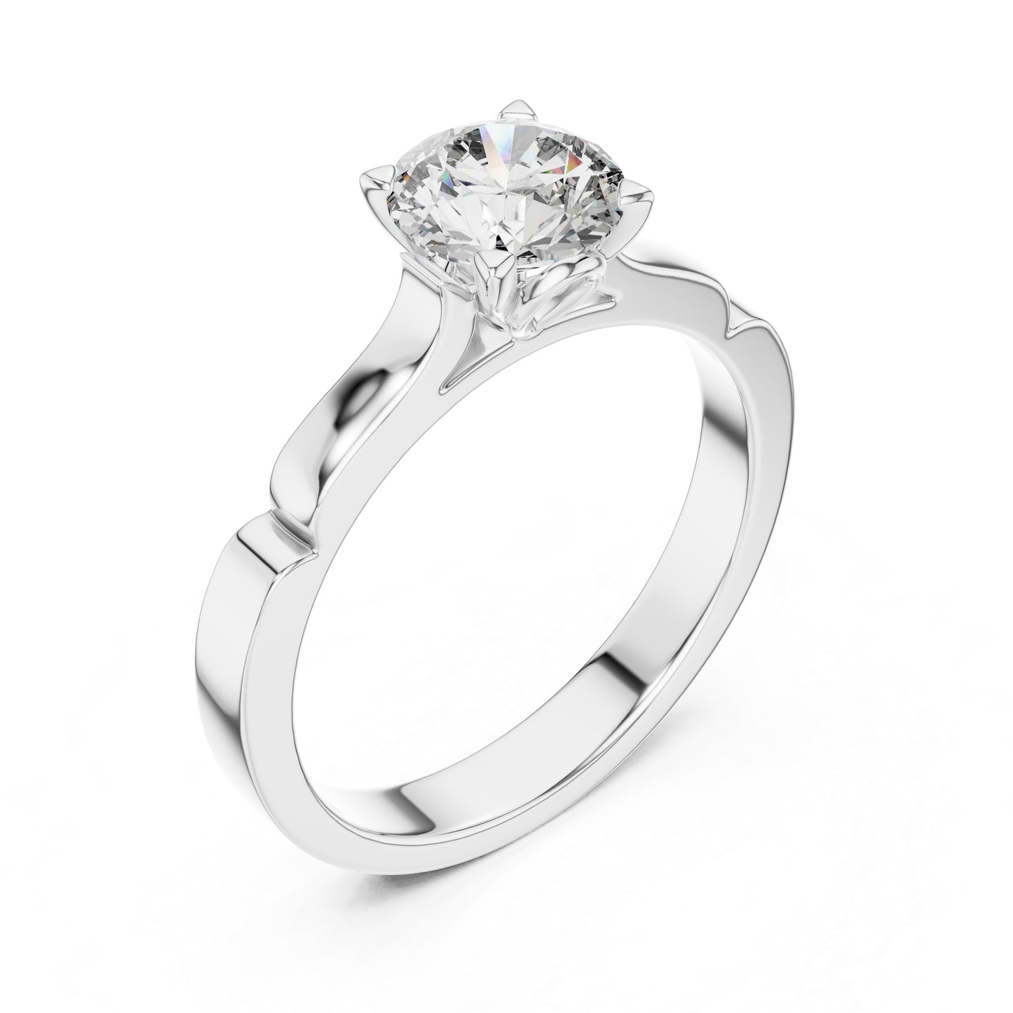 Round Lab-Grown Diamond Solitaire Ring in 14K White Gold | PureCarat