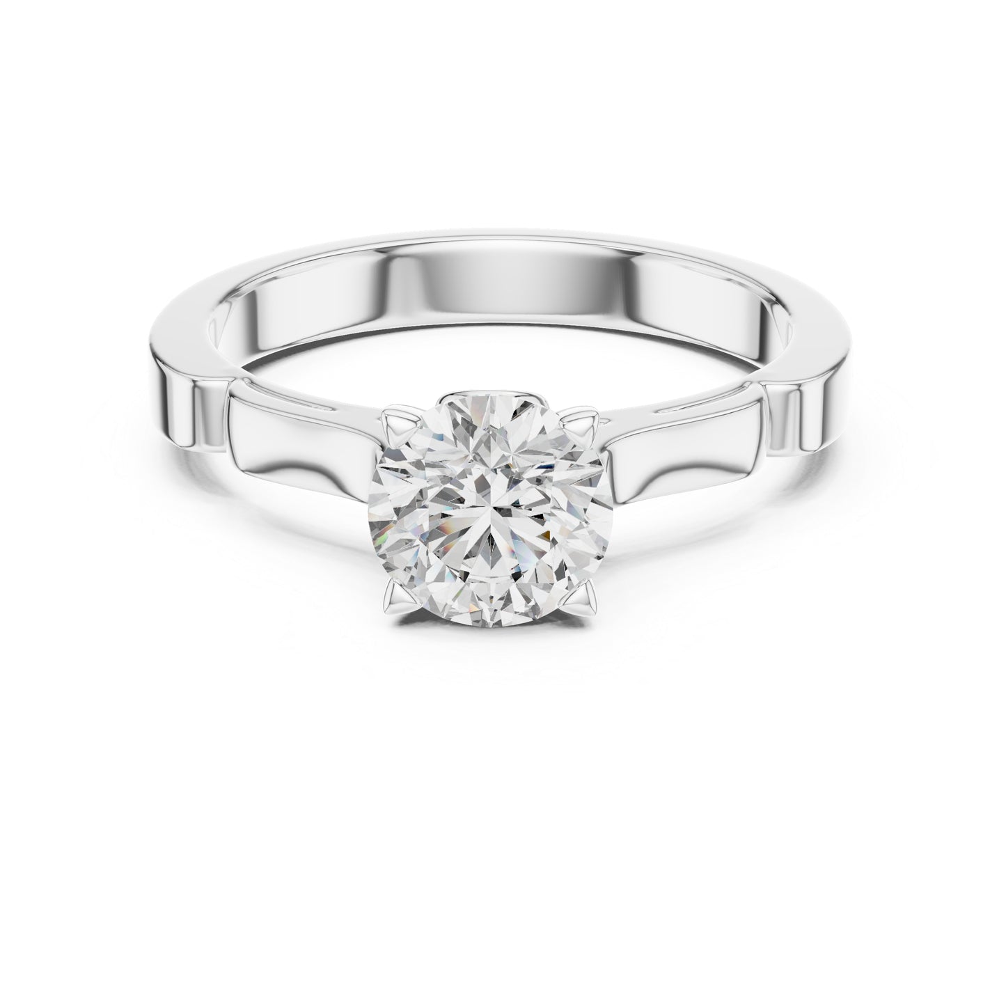 Round Lab-Grown Diamond Solitaire Ring in 14K White Gold | PureCarat