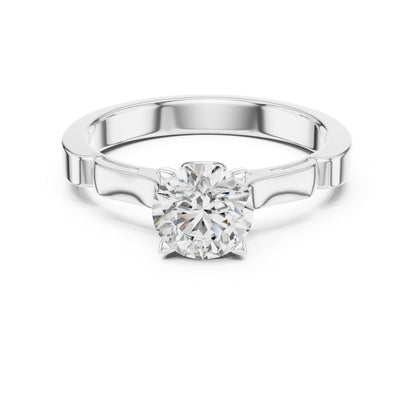 Round Lab-Grown Diamond Solitaire Ring in 14K White Gold | PureCarat