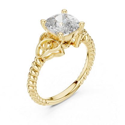 Pure Carat 18K White Gold Cushion Diamond Engagement Ring for Women