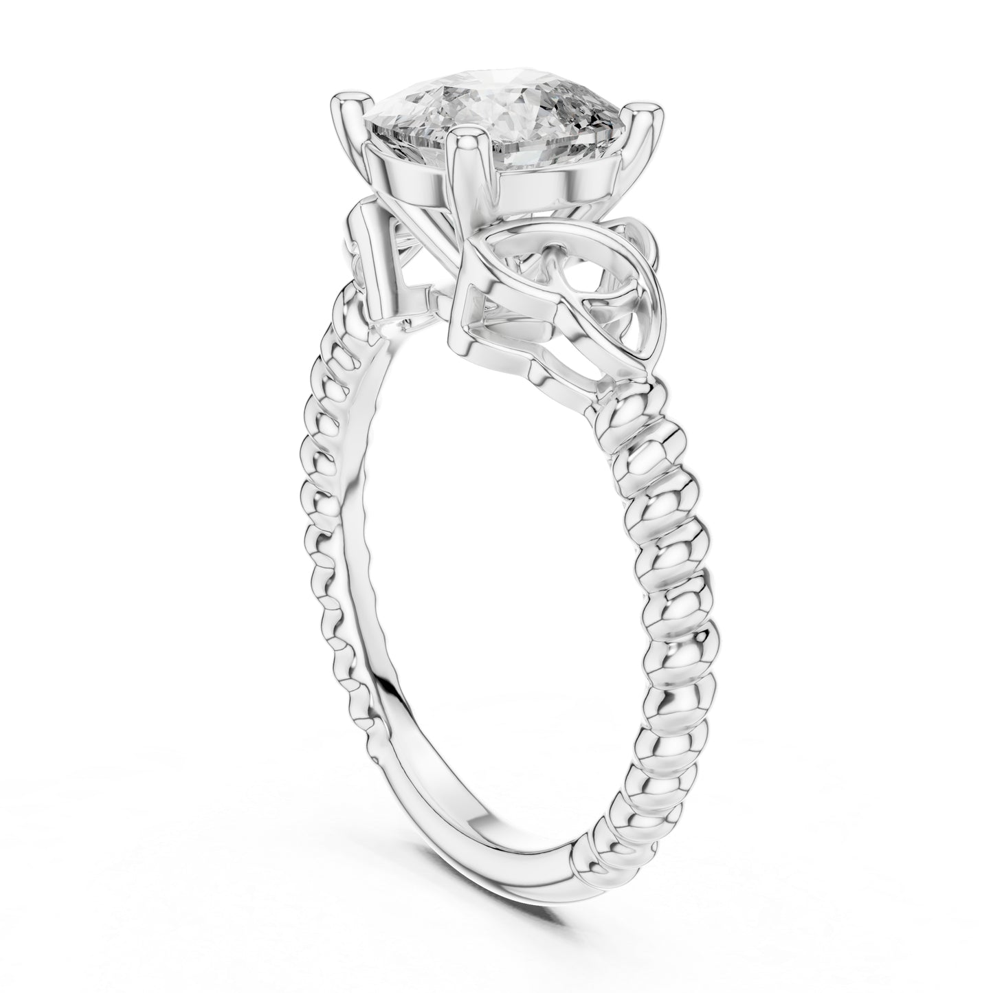 Pure Carat 18K White Gold Cushion Diamond Engagement Ring for Women
