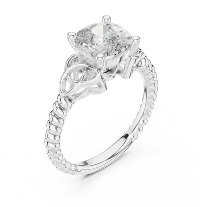 Pure Carat 18K White Gold Cushion Diamond Engagement Ring for Women
