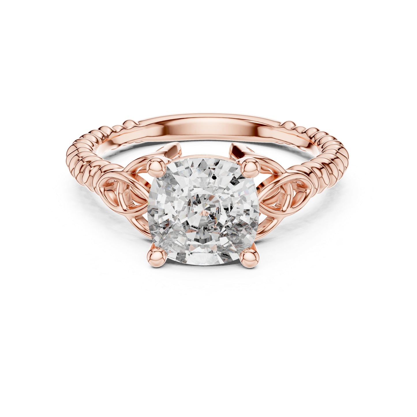 Pure Carat 18K White Gold Cushion Diamond Engagement Ring for Women