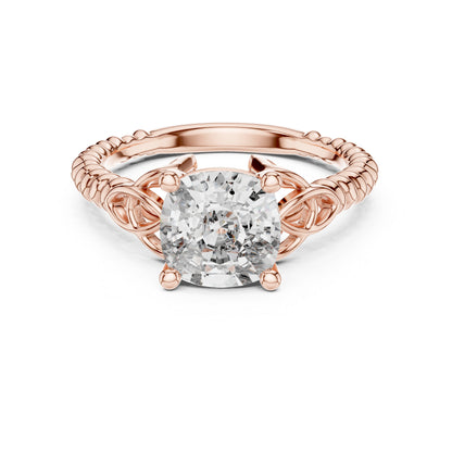 Pure Carat 18K White Gold Cushion Diamond Engagement Ring for Women