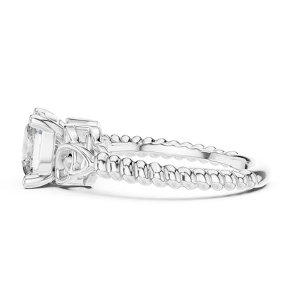 Pure Carat 18K White Gold Cushion Diamond Engagement Ring for Women
