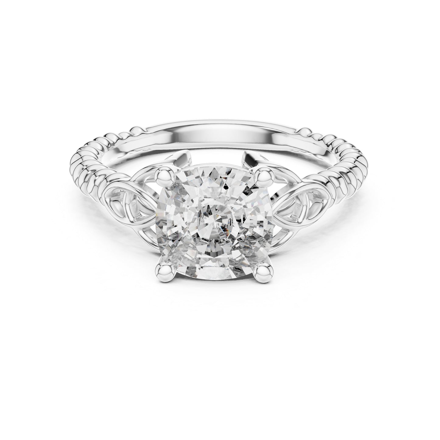 Pure Carat 18K White Gold Cushion Diamond Engagement Ring for Women