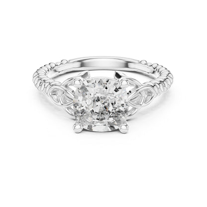 Pure Carat 18K White Gold Cushion Diamond Engagement Ring for Women