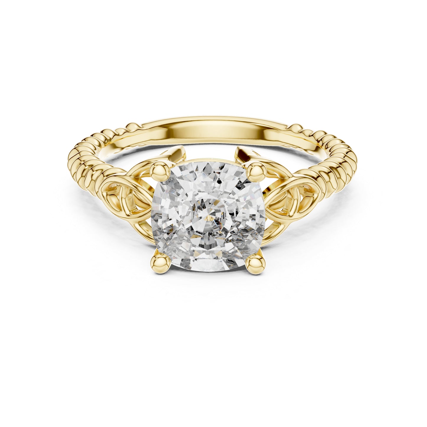 Pure Carat 18K White Gold Cushion Diamond Engagement Ring for Women