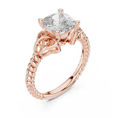 Pure Carat 18K White Gold Cushion Diamond Engagement Ring for Women