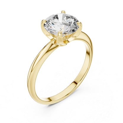 Round Lab-Grown Diamond Ring in 14K Yellow Gold - Elegant Office Wear Ring - Pure Carat