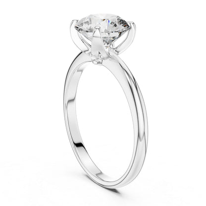 Round Lab-Grown Diamond Ring in 14K Yellow Gold - Elegant Office Wear Ring - Pure Carat