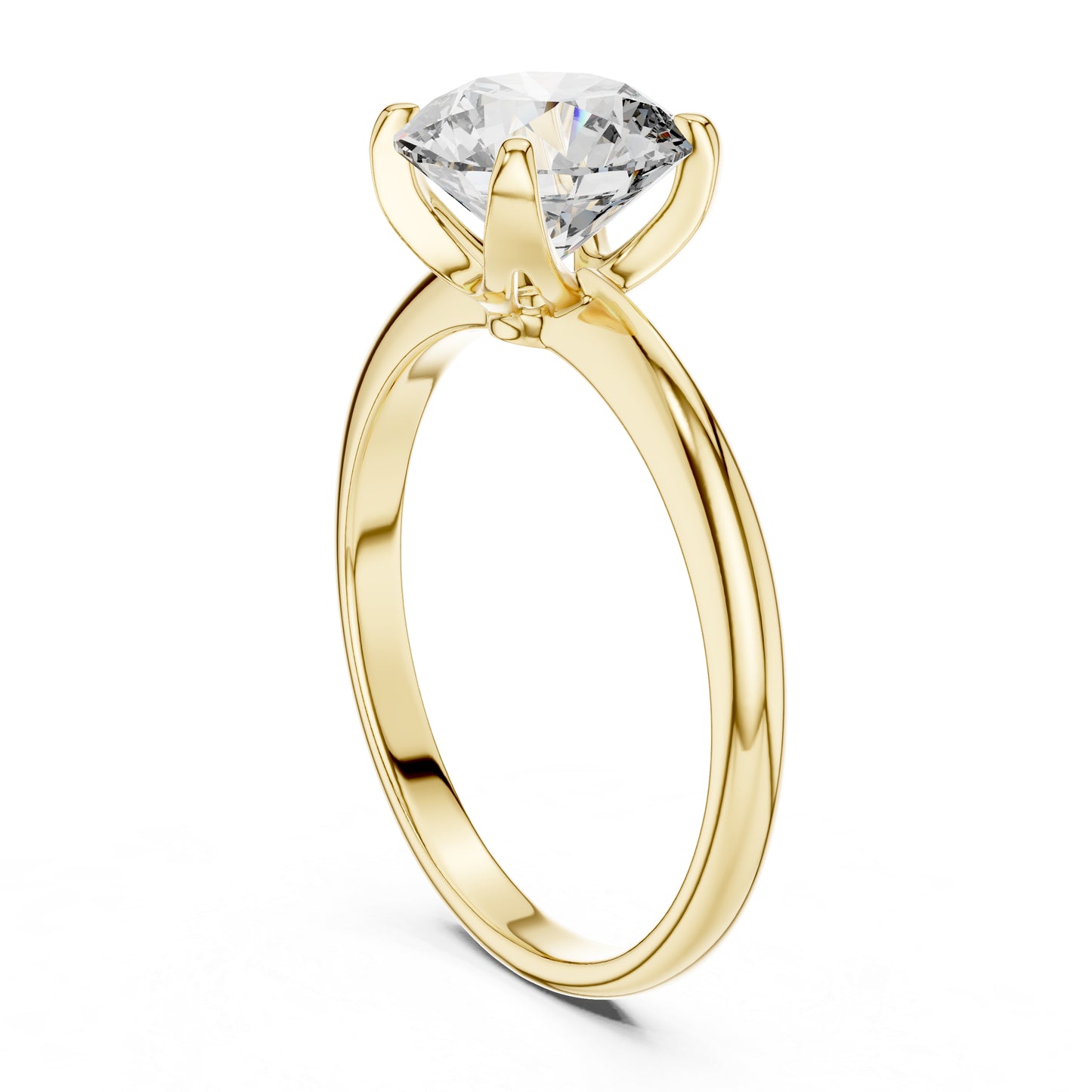 Round Lab-Grown Diamond Ring in 14K Yellow Gold - Elegant Office Wear Ring - Pure Carat