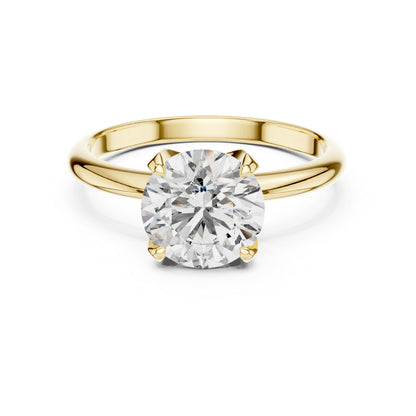 Round Lab-Grown Diamond Ring in 14K Yellow Gold - Elegant Office Wear Ring - Pure Carat