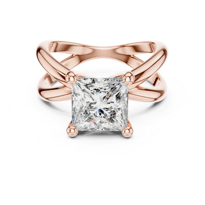 14K Rose Gold Princess Lab-Grown Diamond Ring for Women - Party Wear - Pure Carat