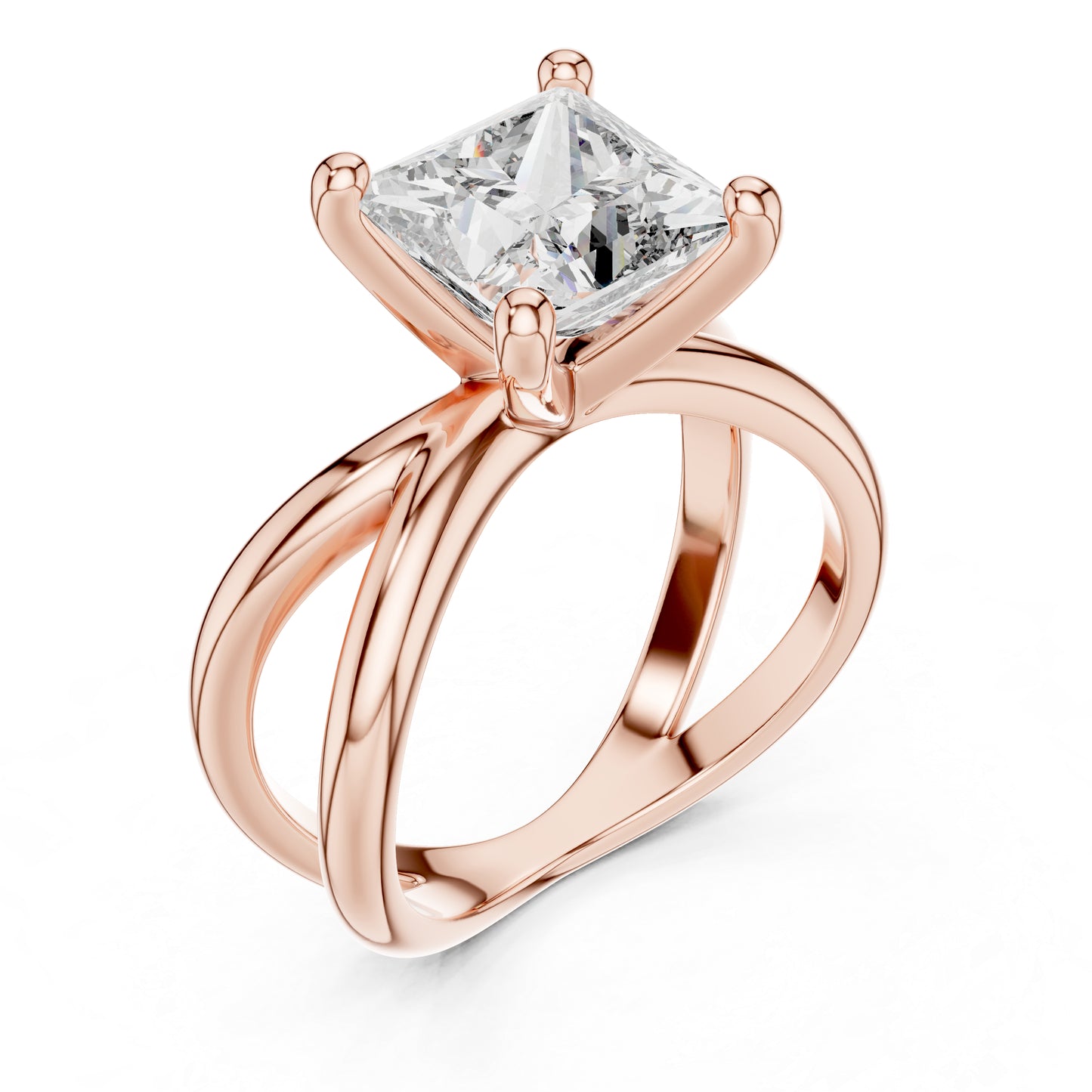14K Rose Gold Princess Lab-Grown Diamond Ring for Women - Party Wear - Pure Carat